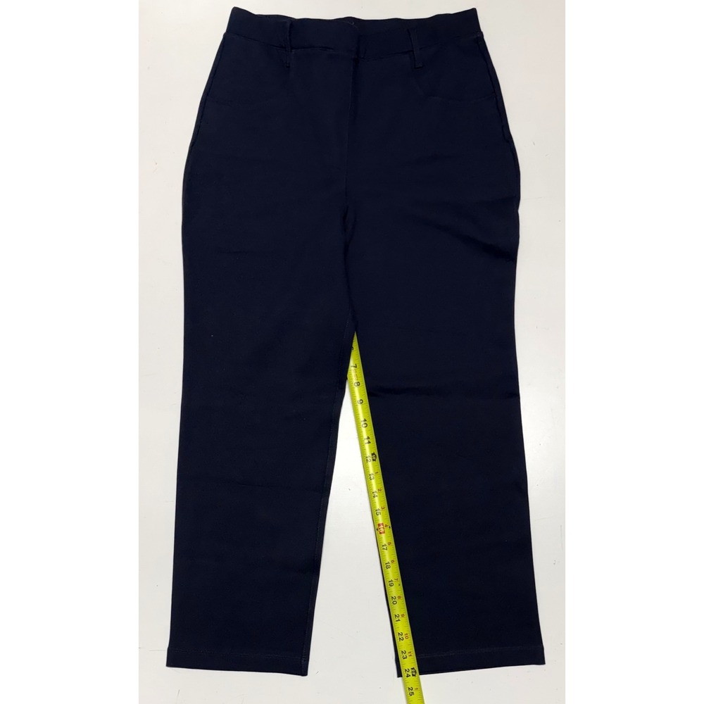 Quince Womens Ultra-Stretch Ponte Straight Leg Pants Navy Blue Size M High Rise